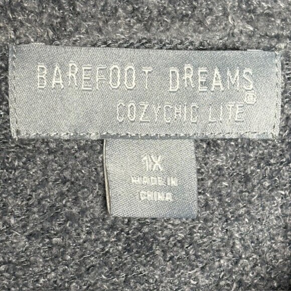 Barefoot Dreams CozyChic Lite High Rib Half Zip Tunic - Carbon - 1X (14-16*) - Picture 8 of 9